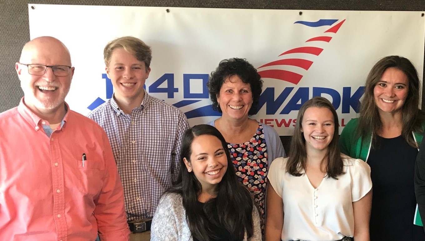 Debbie Proffitt with PrepareRI Interns at a Radio Interview